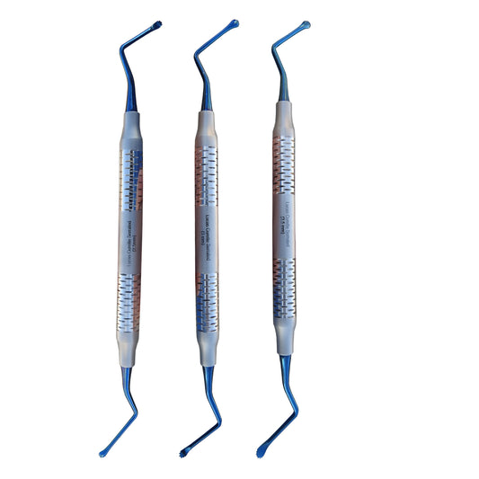 3x Lucas Curette Serrated 2.5mm,3mm,3.5mm With Blue Ends